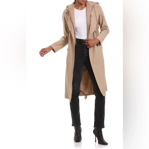 Avec Les Filles Beige Trench Coat with Hood - Picture 5 of 8